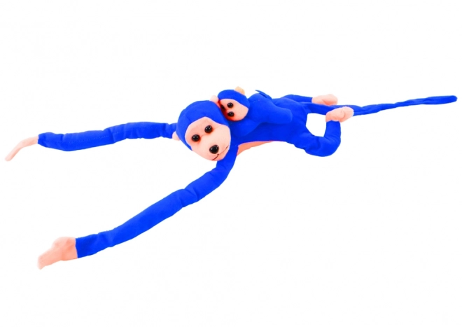 Pluchen aap met baby Blauw 90 cm