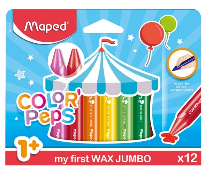 Waskrijtjes voor de allerkleinsten 1+ MAPED, 12 kleuren