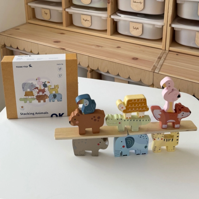 Houten blokken dieren Montessori 9 stuks van Tooky Toy