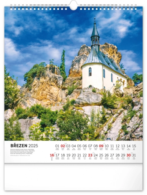 NOTIQUE Muurkalender Tsjechië 2025, 30 x 34 cm