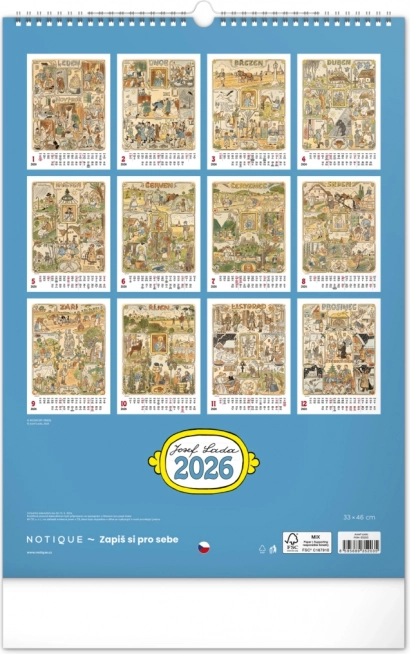 Muurkalender Josef Lada 2026