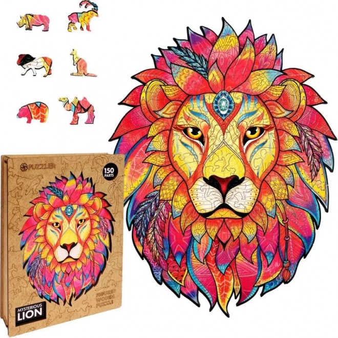 Magische houten kleurrijke puzzel - Mystieke leeuw