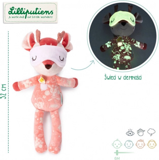 Lilliputiens pluchen knuffel hertje Stella met lichtgevende elementen 6m+