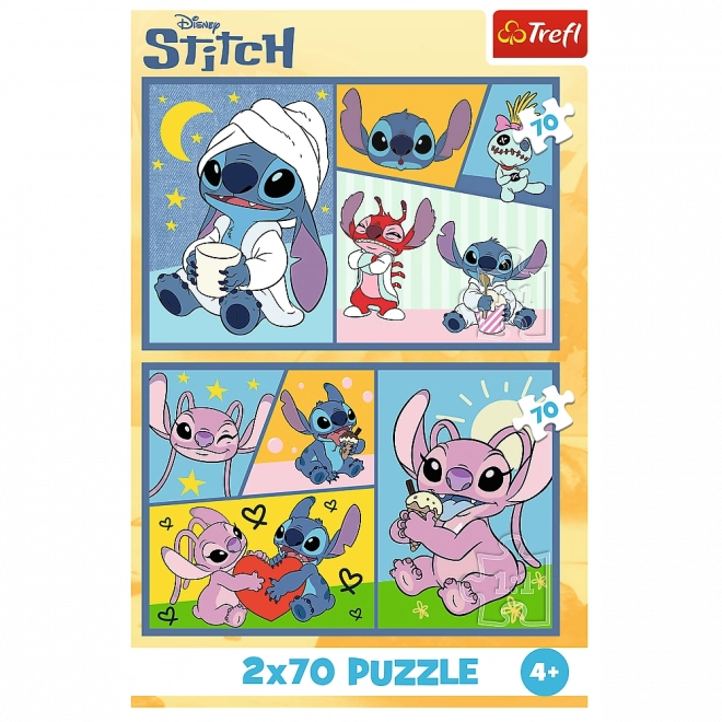 Puzzel 2x70 - Disney Lilo en Stitch - Verveel je niet met Stitch
