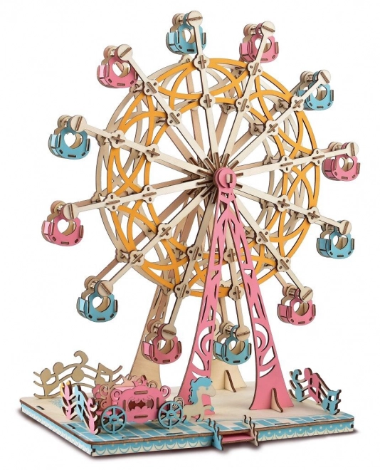 Woodcraft Houten 3D-puzzel Reuzenrad pastel