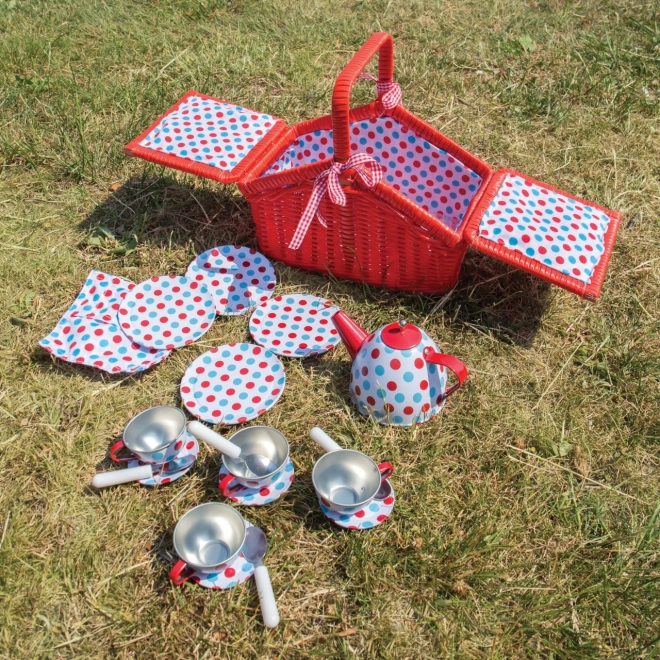Bigjigs Toys Gestippeld Theeservies in Picknickmand