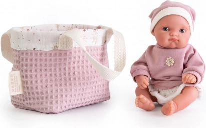 Antonio Juan Mufly realistische babypop 21 cm met mandje