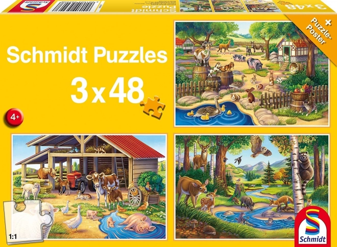 Puzzel Mijn favoriete dieren 3x48 stukjes