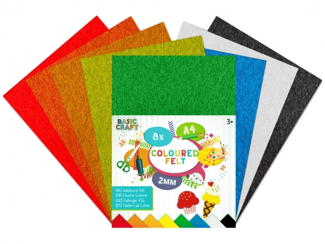 Set van kleurrijke vilt A4