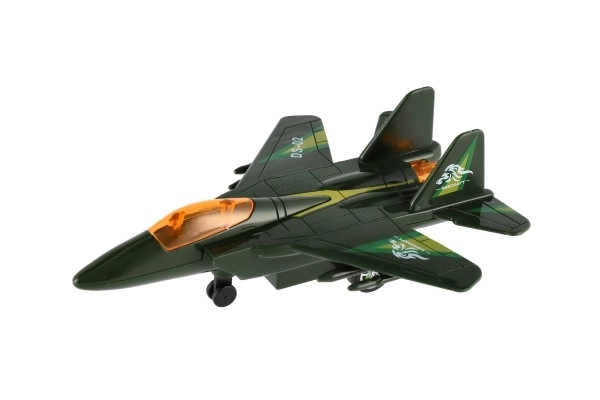 Metalen en plastic jager met terugtrekmechanisme 16 cm - set van vier kleurrijke vliegtuigen