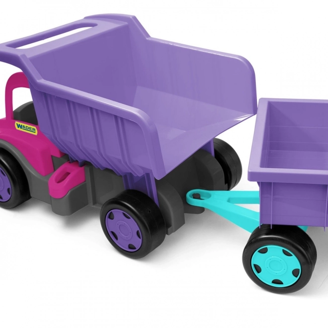 Gigantische kiepwagen roze-paars