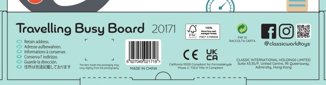 Educatief bord/labyrint vervoermiddel houten 29x23cm in doos 30x28x6,5cm 12m+