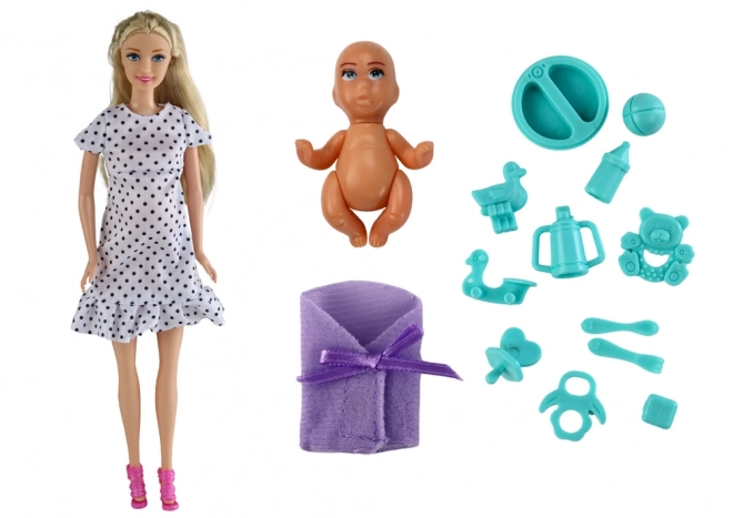Zwangerschapspop met kind en accessoires