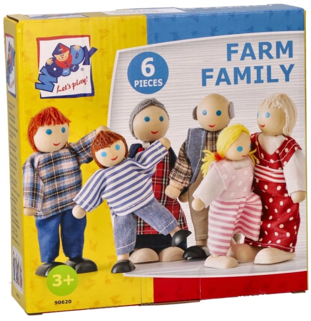 Houten poppenfamilie 6 personen