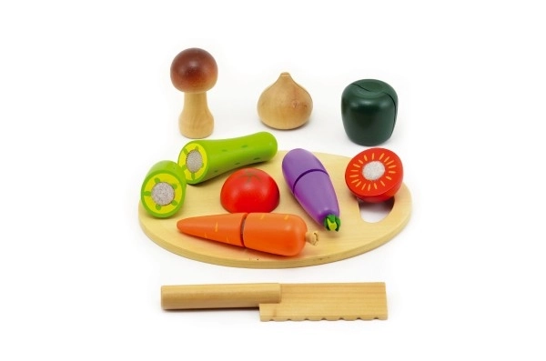 Groenten snijden met houten plank 16st 21,5x15x7cm in doos 24m+