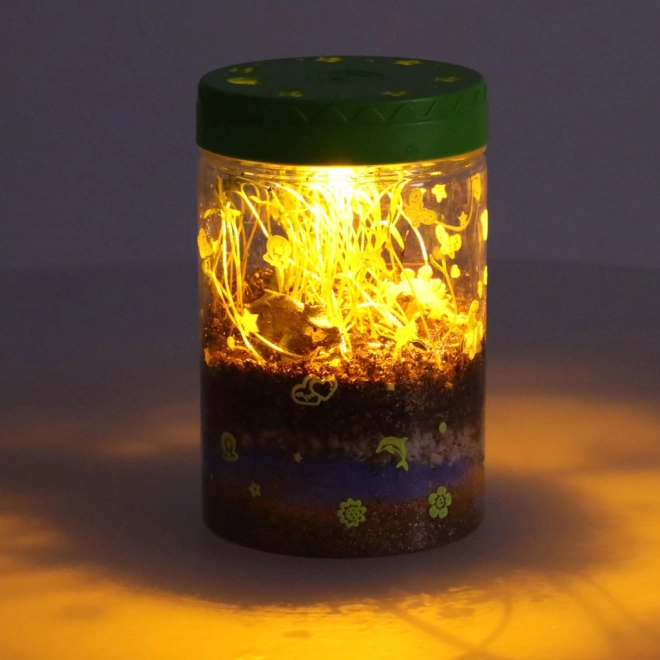 Terrarium voor het kweken van planten met LED-lamp en dinosaurussen