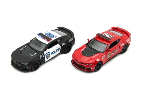 Auto Kinsmart Chevrolet Camaro politie/brandweer 12cm metaal/plastic