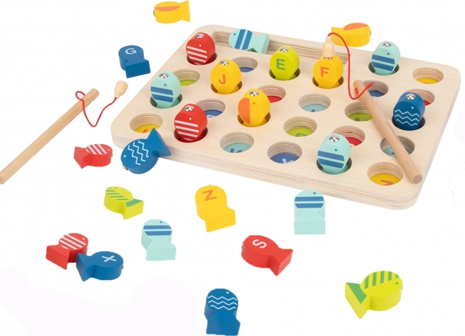 Houten visspel Leren letters Tooky Toy