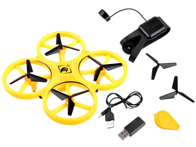 Drone bestuurd door handgebaren + afstandsbediening Quadrocopter RC0573 – Geel