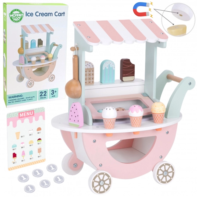 Houten wagen met ijs WOOPIE Green