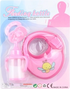 Set accessoires voor poppen – flesje, speen en slabbetje