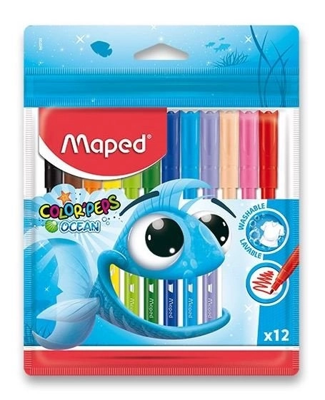 Set van gekleurde stiften MAPED Color'Peps Ocean 12 stuks