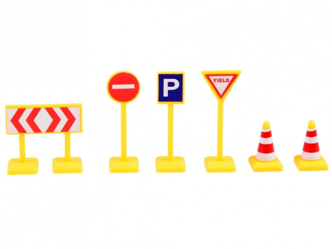 Metalen speelgoedwagenset van racers met verkeersborden