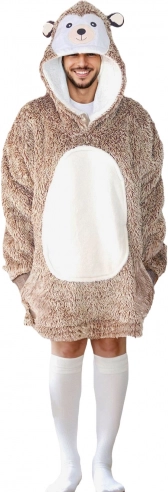 Cozy Noxxiez verwarmende hoodie-deken met kap met egelmotief voor volwassenen en tieners