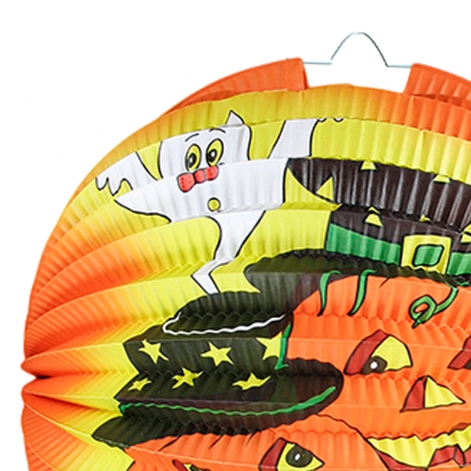 Halloween lampion vrolijke pompoen 15 cm met lichtgevende stok 40 cm