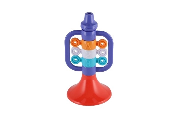 Muziekinstrumenten/set kunststof 5 stuks in doos 2 kleuren in zak 27,5x28cm 3m+