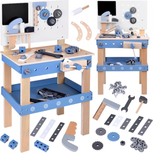 Grote houten kinderwerkbank met gereedschap