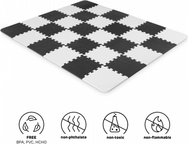 Schuimmat KINDERKRAFT Luno, zwart-wit, 30 stuks (29,5 × 29,5 cm)