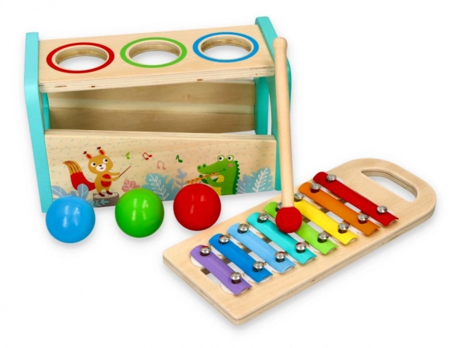 Lelin houten hamerbank met xylofoon