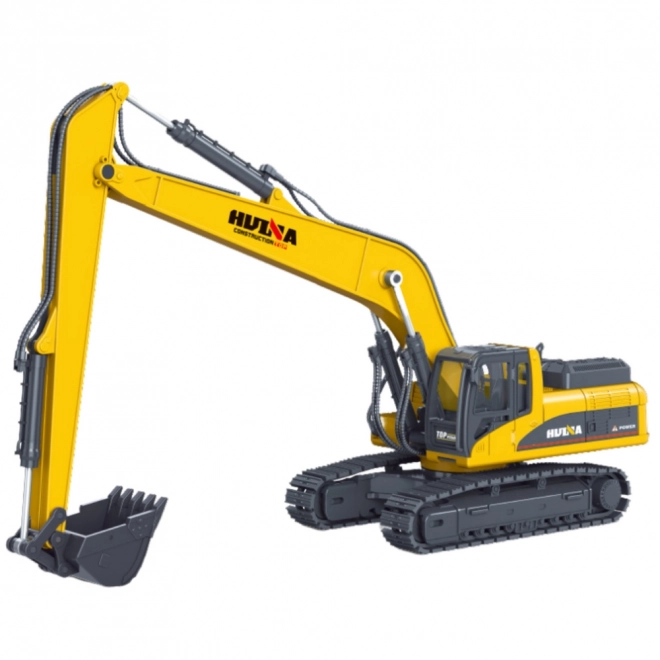 Metalen rupsbandgraafmachine met beweegbare arm Huina 1:50 geel