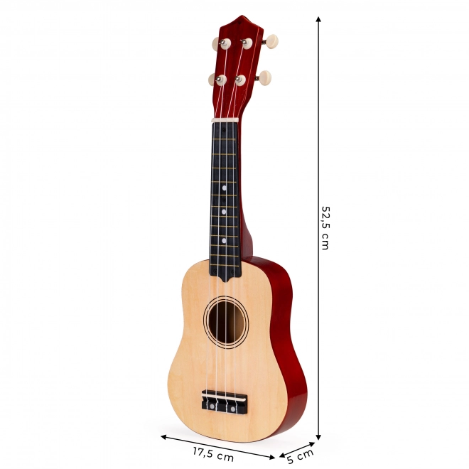Kinder houten ukulele met 4 nylon snaren, bruin ECOTOYS