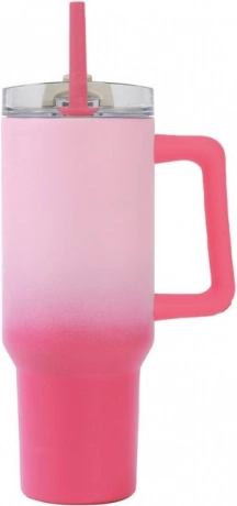 Grote thermobeker met rietje – roze