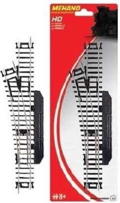 Linker handmatige wissel voor schaal H0, straal 457,2 mm, lengte 228,6 mm