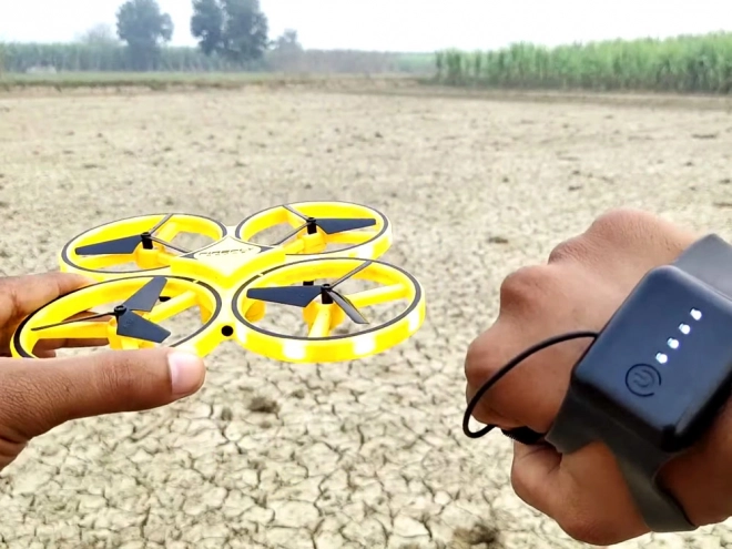 Drone bestuurd door handgebaren + afstandsbediening Quadrocopter RC0573 – Geel