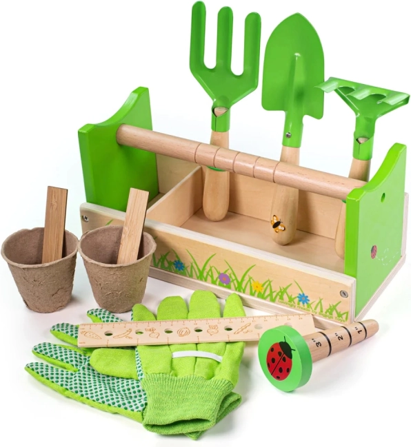 Bigjigs Toys tuinierset in krat voor kinderen