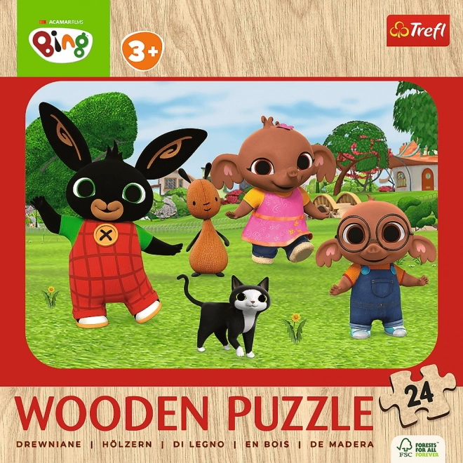 TREFL Houten puzzel Bing: Maak kennis met Bing 24 stukken