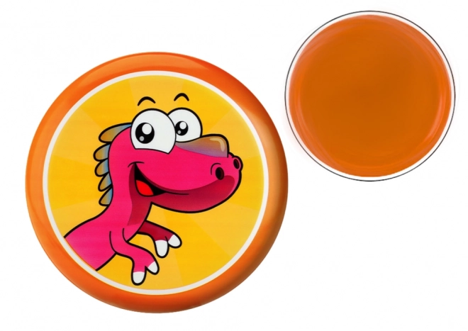 Oranje vliegende schotel met dinosaurus 20 cm