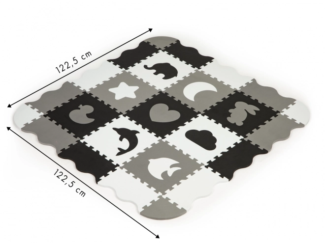 ECOTOYS Foam puzzel Dieren en vormen zwart-wit SX met randen