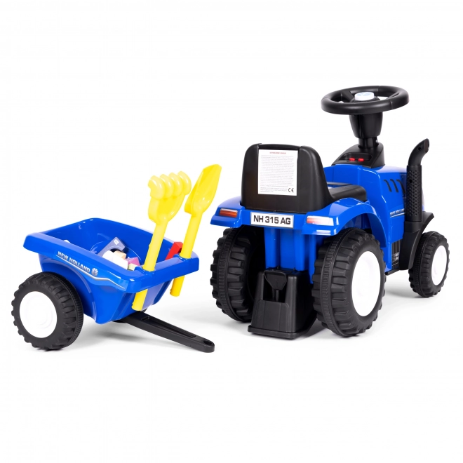 Kindertractor met aanhanger, interactief stuur, geluiden – Blauw