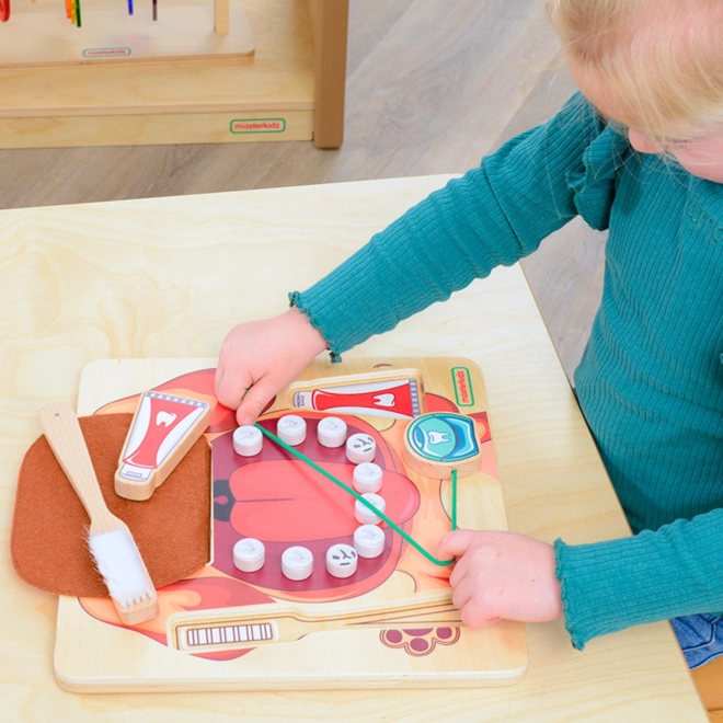 Masterkidz houten montessori-tabel voor tandenpoetsen – hondje