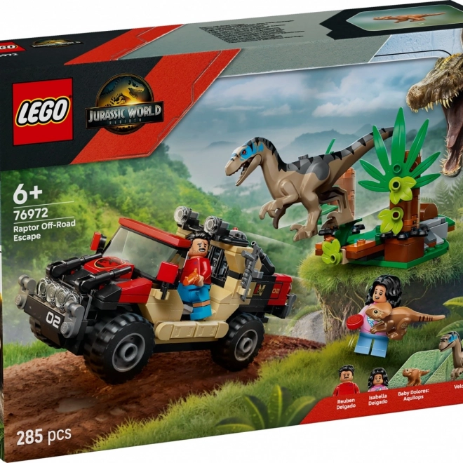 LEGO Jurassic World bouwset: Vlucht met de terreinwagen voor de velociraptor