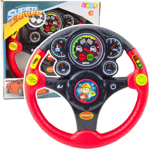 Interactief kinder stuur met geluid-, licht- en trileffecten - rood