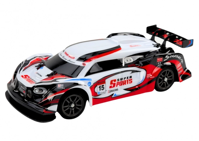 RC raceauto 1:16 Drift met verwisselbare wielen rood-wit