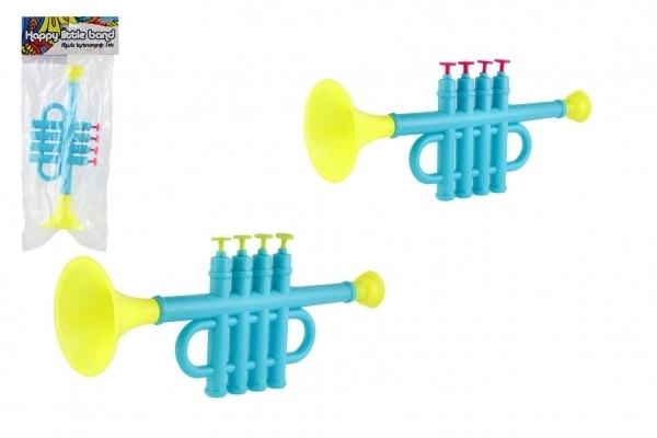 Trompet/Trumpet plastic 25cm 2 kleuren in zak