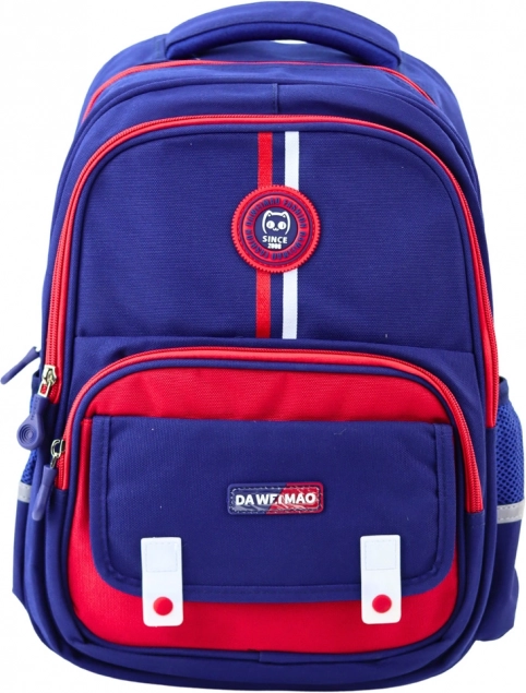 Schoolrugzak donkerblauw en rood 20L
