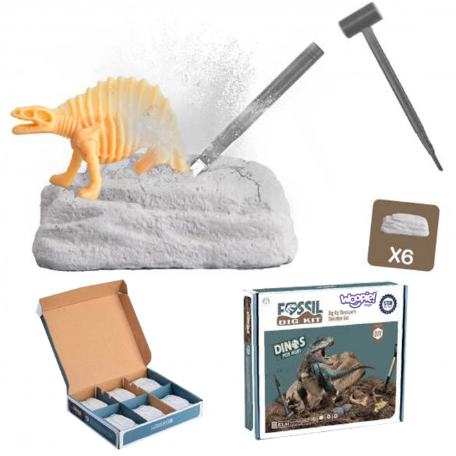 WOOPIE opgraafset 6in1 dinosaurus skeletten voor jonge archeologen